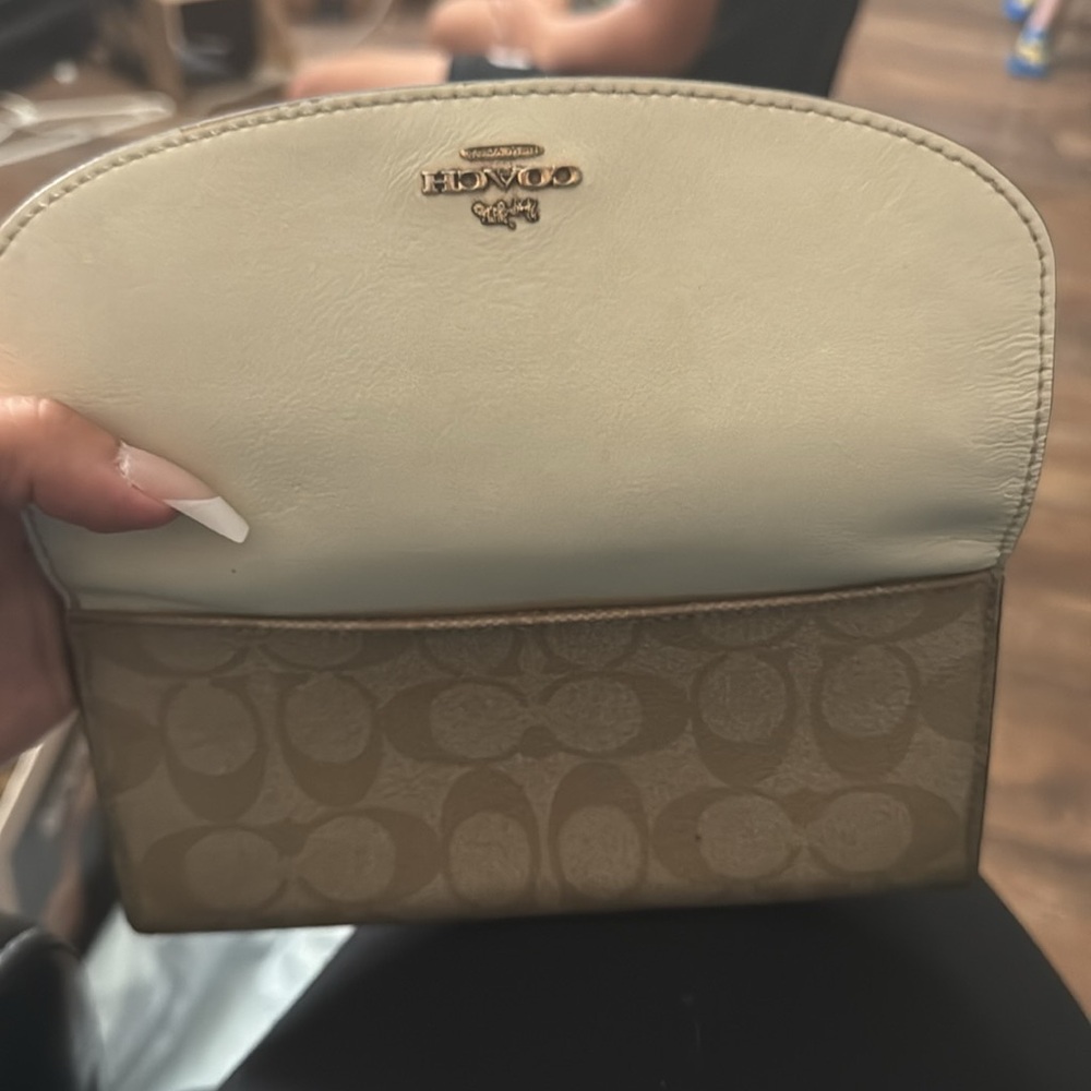 Coach Cream and Tan Clutch